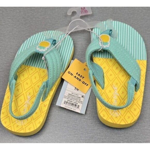 Girl's Pineapple Sandals Cat and Jack 7/8  Slip-on with Back Strap - Picture 1 of 6
